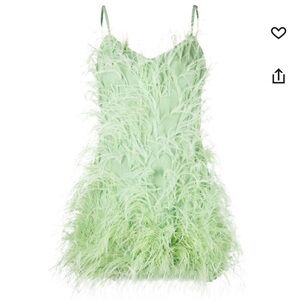 Cult Gaia Zariah Seafoam Green Ostrich Feather Dress